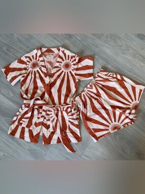 Roark Two-Piece Terry Set in Rust and Cream